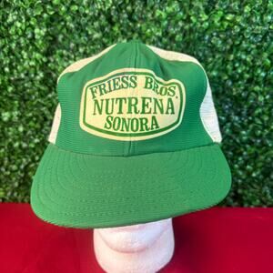 Vintage Nutrena Feeds Snapback Hat Friess Bros Sonora TX Mesh Trucker Cap Green